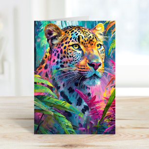Rainbow Leopard Colorful Modern Abstrakt Art Kort
