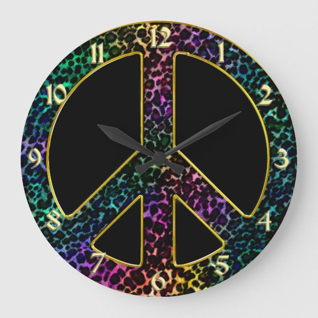 Rainbow Leopard Fredstecken Clock Stor Klocka (Framsida)