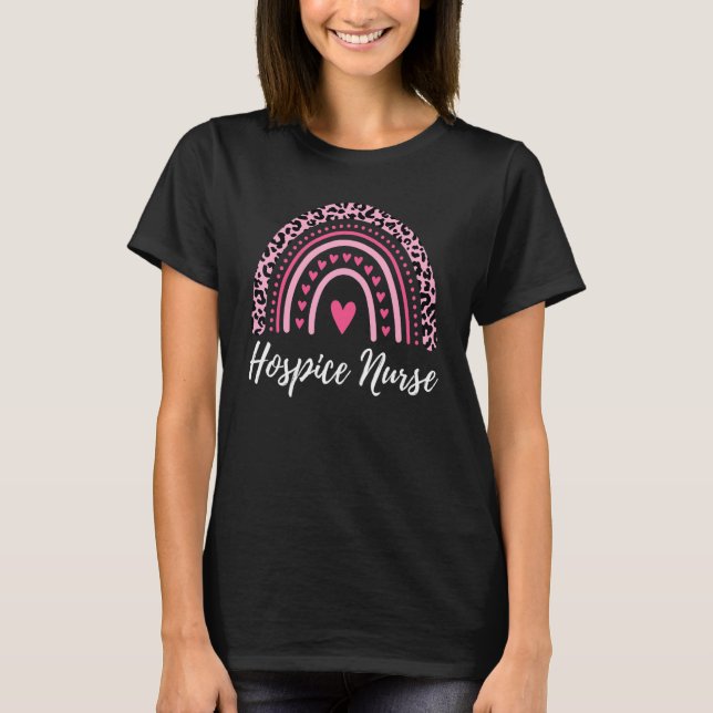 Rainbow Leopard Hospice Nurse Medical Terminal Car T Shirt (Framsida)