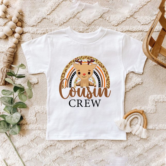 Rainbow Leopard jul Cousin Cute Reindeer T Shirt (Rainbow Leopard Christmas Cousin Cute Reindeer Baby T-Shirt)