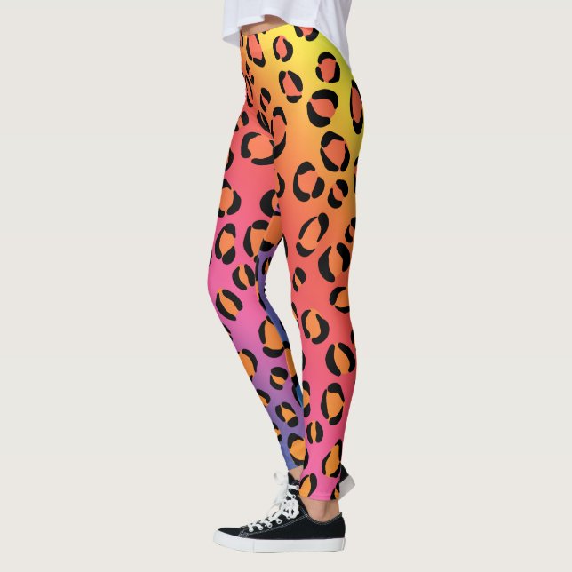 Rainbow Leopard Leggings Animal Print Jaguar (Vänster)