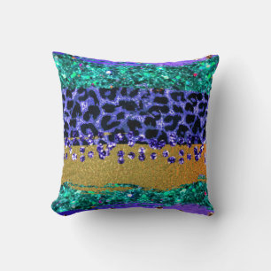 *~ Rainbow Leopard Mönster + guldolja Kudde