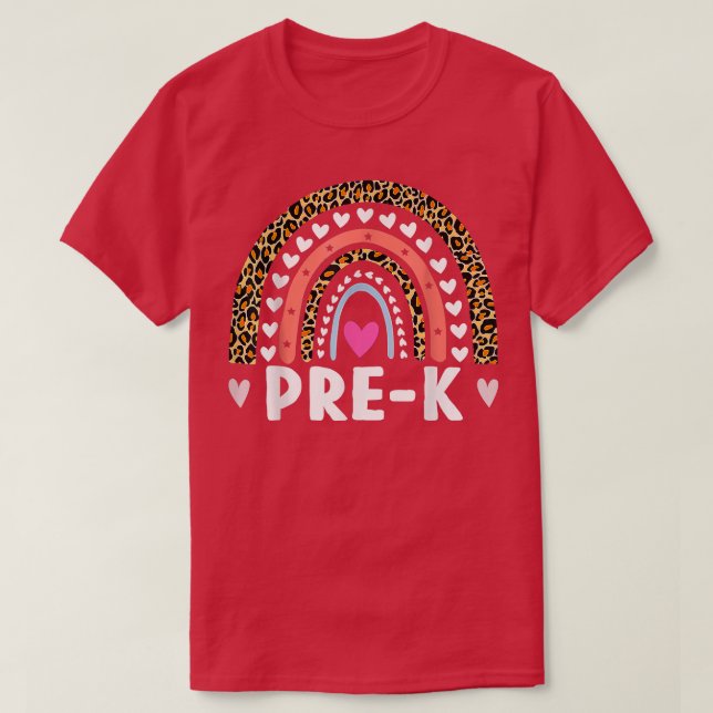 Rainbow Leopard Prek Back to school Teacher Studen T Shirt (Design framsida)