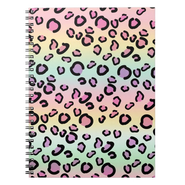 Rainbow Leopard Print Aesthetic Cheetah Mönster Anteckningsbok (Framsidan)