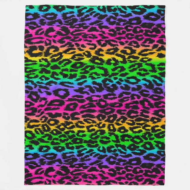 Rainbow Leopard Print Fleecefilt (Framsidan)