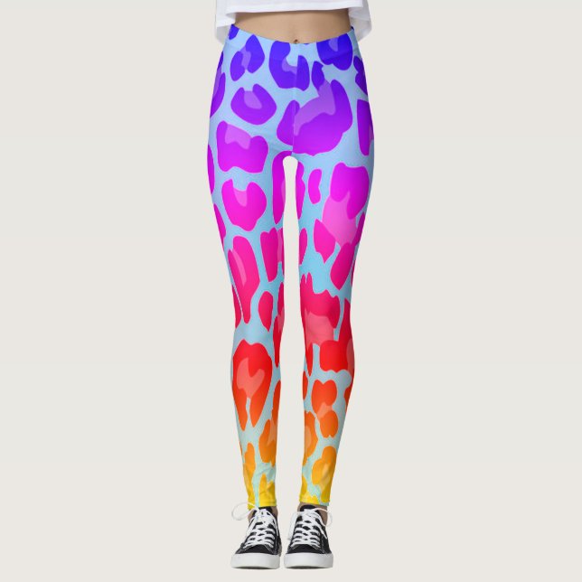 Rainbow Leopard Print Leggings (Framsida)