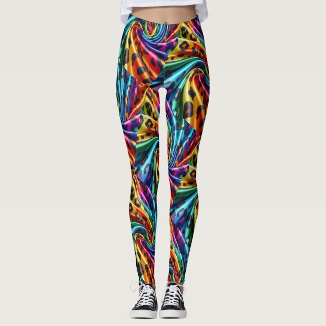 Rainbow Leopard Print Leggings | Psychedelic (Framsida)