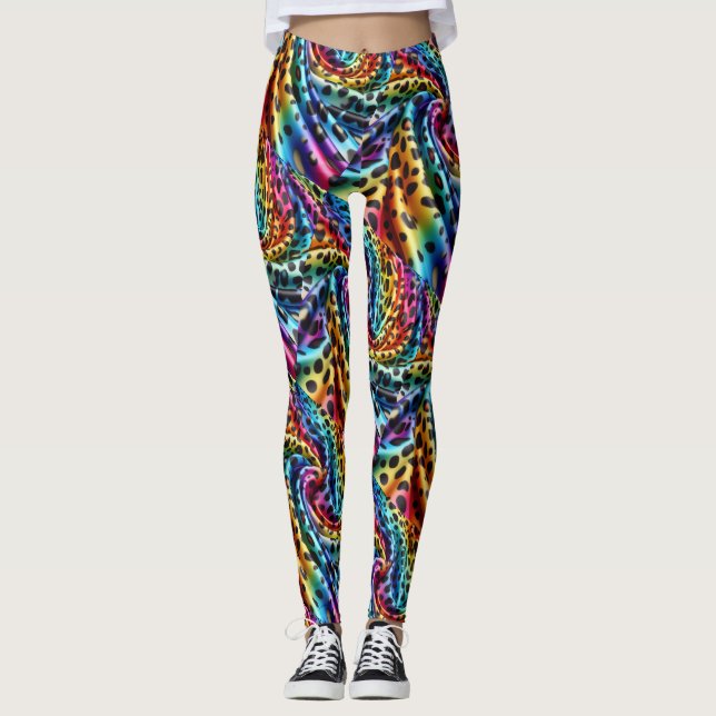 Rainbow Leopard Print Leggings | Psychedelic (Framsida)
