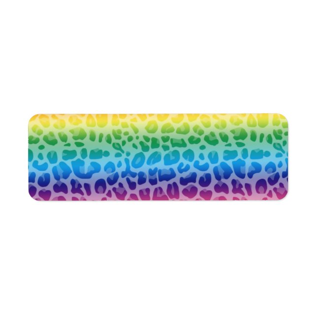 Rainbow leopard print mönster returadress etikett (Framsidan)