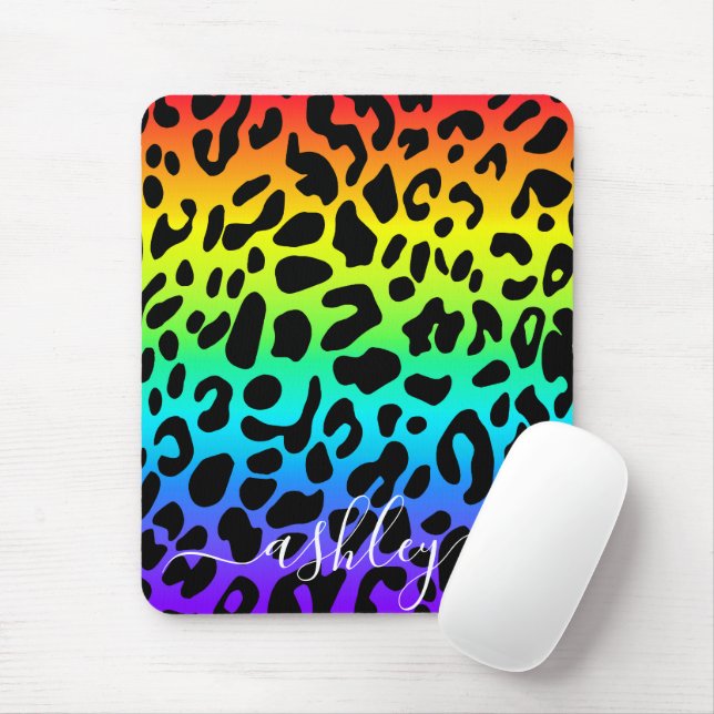 Rainbow Leopard Print Musmatta (Med mus)