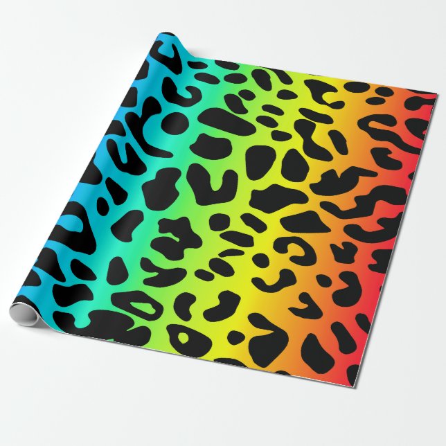 Rainbow Leopard Print Presentpapper (Utrullad)