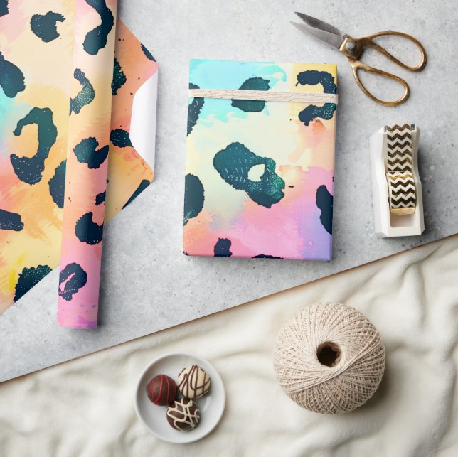 Rainbow Leopard Print Safari Animal Presentpapper (Hantverk)