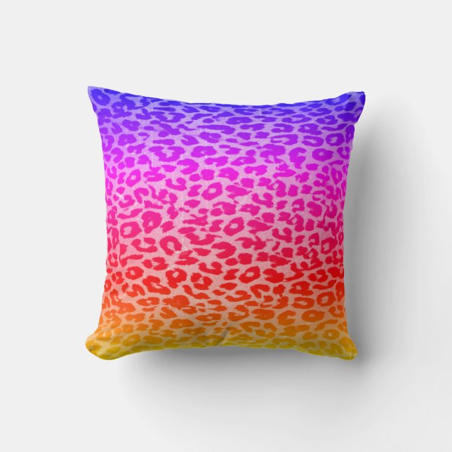 Rainbow Leopard Print Skin Mönster Kudde (Framsida)
