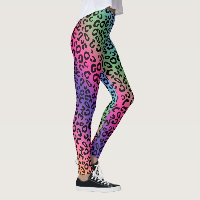 Rainbow Leopard Print - utjämnad blandning Leggings (Höger)