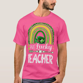 Rainbow Leopard Shamrock One Lucky Teacher St T Shirt