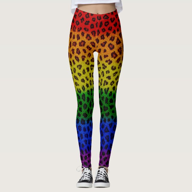 Rainbow Leopard Skin Leggings (Framsida)