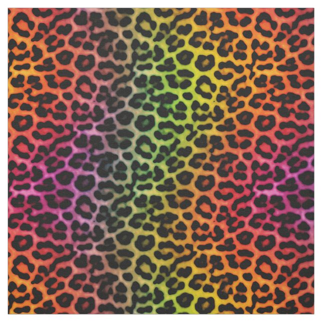 Rainbow Leopard Spots Skriv ut Mönster Tyg (Provkarta)