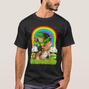 Rainbow Leprechaun Riding Bearded Dragon St Patric T Shirt