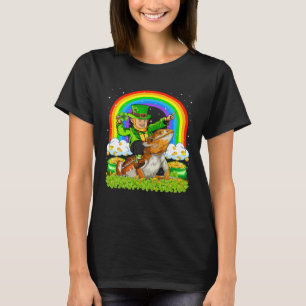 Rainbow Leprechaun Riding Bearded Dragon St Patric T Shirt
