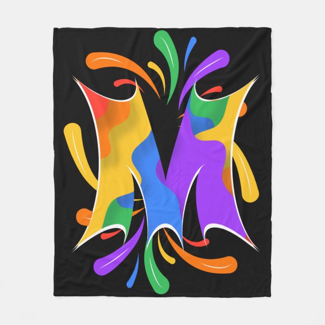 Rainbow Letter M Monogram Abstract Fleecefilt (Framsidan)