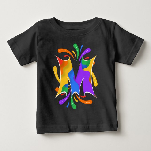 Rainbow Letter M Monogram Abstract T Shirt (Framsida)