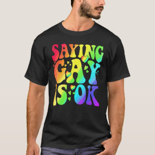Rainbow Lgbt Flagga som säger Gay är OK LGBT Höger T Shirt