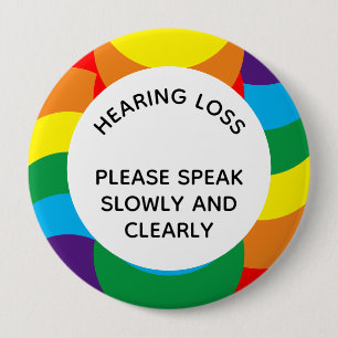 Rainbow LGBT+ Geometric Hard of Hearing 4 Inch Knapp