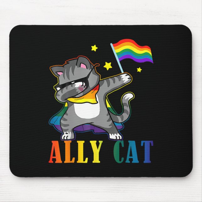 Rainbow Lgbt Lesbisk Pride Funny Cat Dabbing Musmatta (Framsidan)