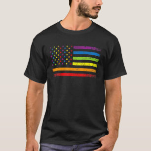Rainbow Lgbt Pride US Flagga Gay Lesbisk Bisexual T Shirt