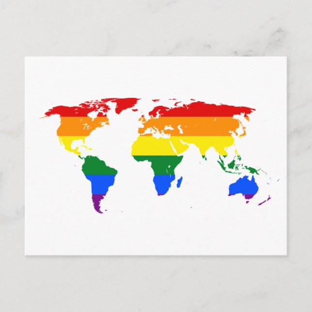 Rainbow LGBT World Map Vykort (Framsida)