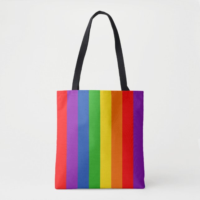 Rainbow LGBTQ+ Pride Flagga, Gay pride Färg Tygkasse (Framsida)