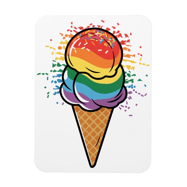 Rainbow LGBTQ+ Pride Ice Cream Magnet (Vertikal)