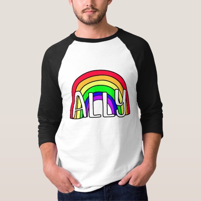 Rainbow LGBTQIA+ Ally | Flagga för Pride T Shirt (Framsida)