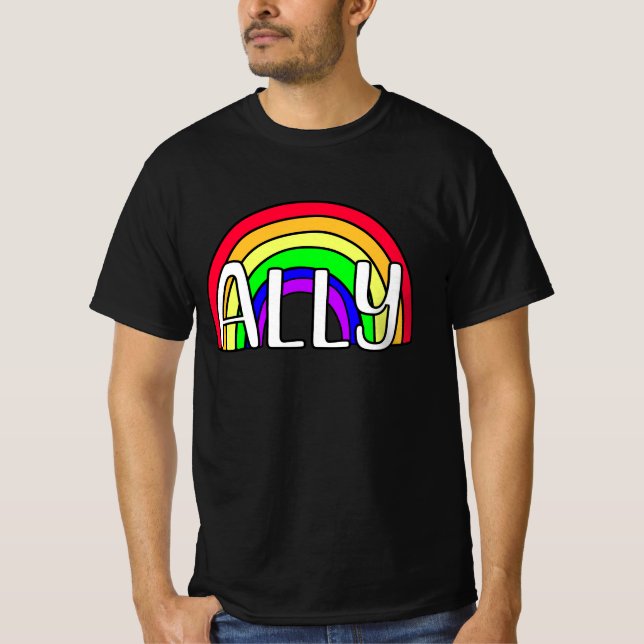 Rainbow LGBTQIA+ Ally | Flagga för Pride T Shirt (Framsida)