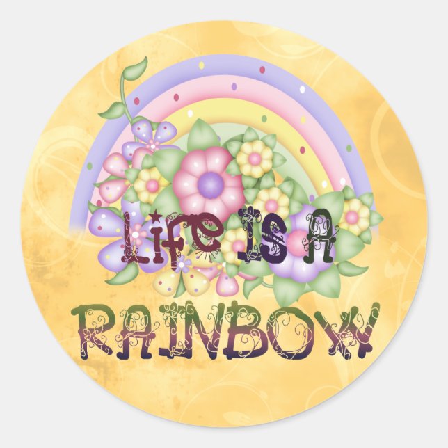 Rainbow Life Runt Klistermärke (Framsida)