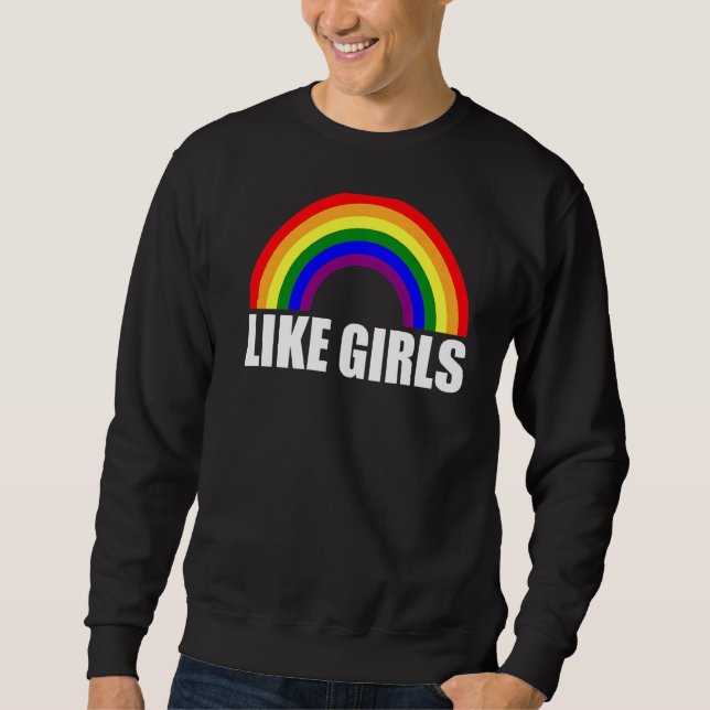 Rainbow like Girls Lesbisk Premium Lång Ärmad Tröja (Framsida)