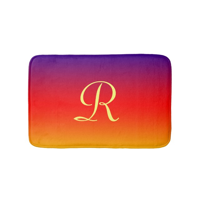 Rainbow Lila Orange Red Gult Monogram plush Badrumsmatta (Framsidan)