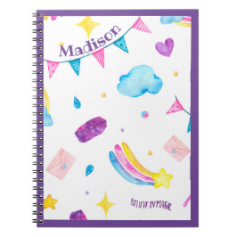Rainbow Lila Personalize Namn Girly Cute Anteckningsbok