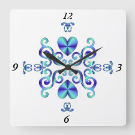 Rainbow Lily och Heart Fyrkantig Klocka