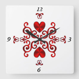 Rainbow Lily och Heart Fyrkantig Klocka