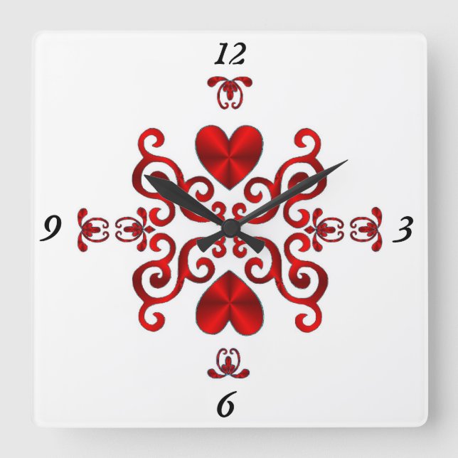 Rainbow Lily och Heart Fyrkantig Klocka (Framsida)