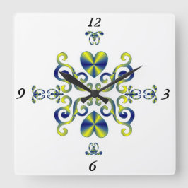 Rainbow Lily och Heart Fyrkantig Klocka