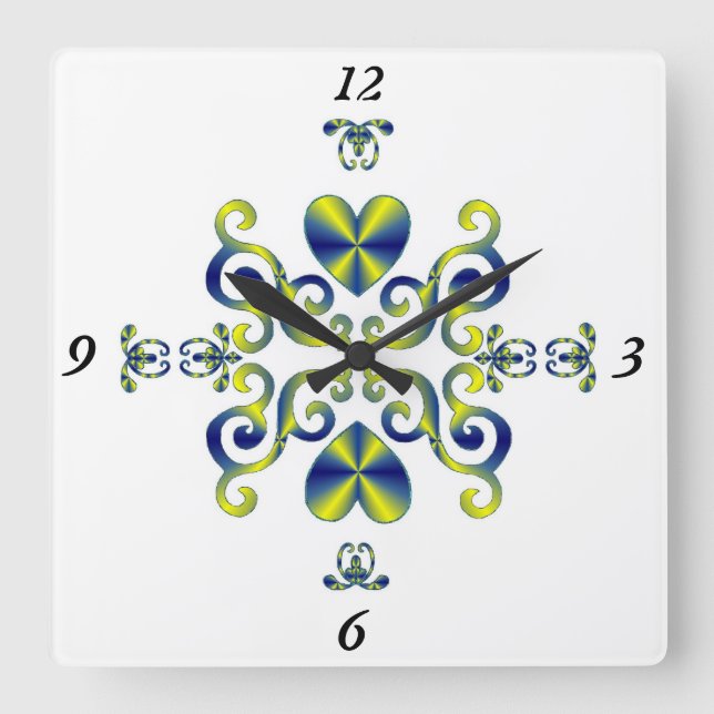 Rainbow Lily och Heart Fyrkantig Klocka (Framsida)