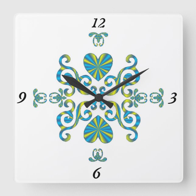 Rainbow Lily och Heart Fyrkantig Klocka (Framsida)