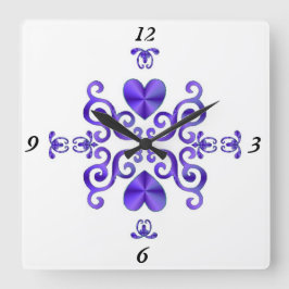 Rainbow Lily och Heart Fyrkantig Klocka