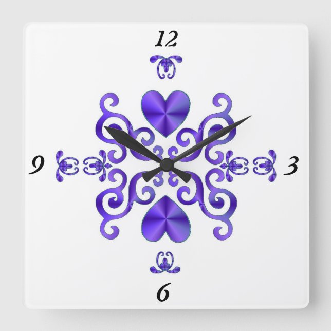 Rainbow Lily och Heart Fyrkantig Klocka (Framsida)