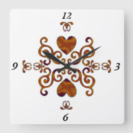 Rainbow Lily och Heart Fyrkantig Klocka