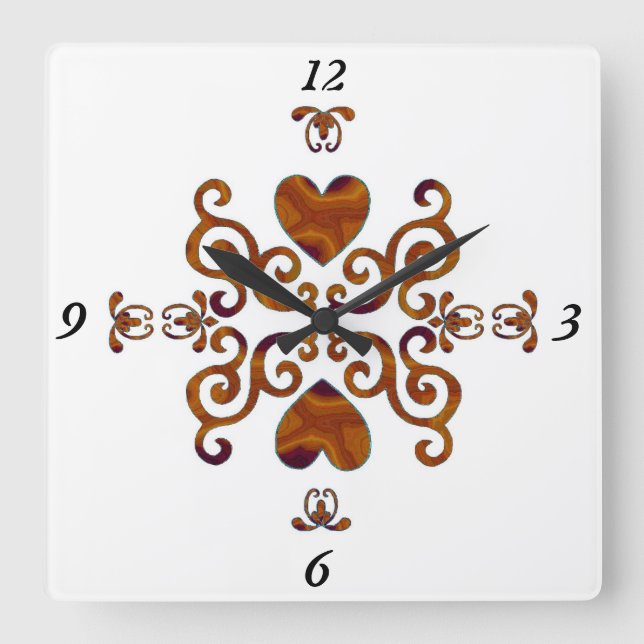 Rainbow Lily och Heart Fyrkantig Klocka (Framsida)