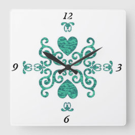 Rainbow Lily och Heart Fyrkantig Klocka