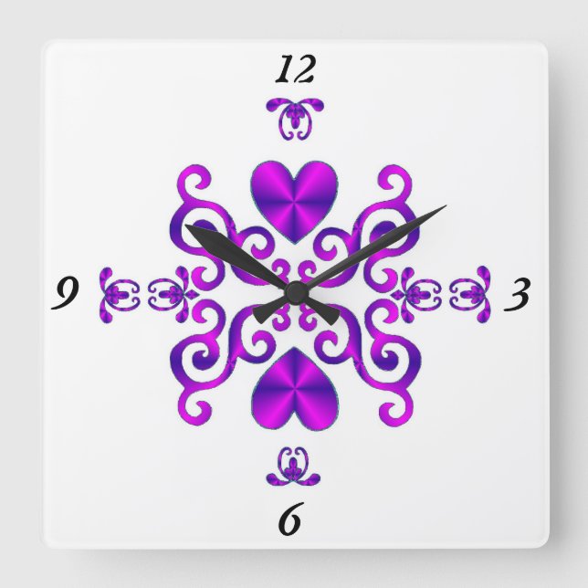 Rainbow Lily och Heart Fyrkantig Klocka (Framsida)